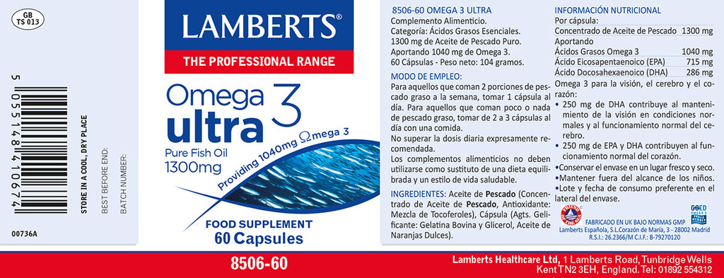 Omega 3 Ultra que aporta 1300mg de Aceite de Pescado Puro