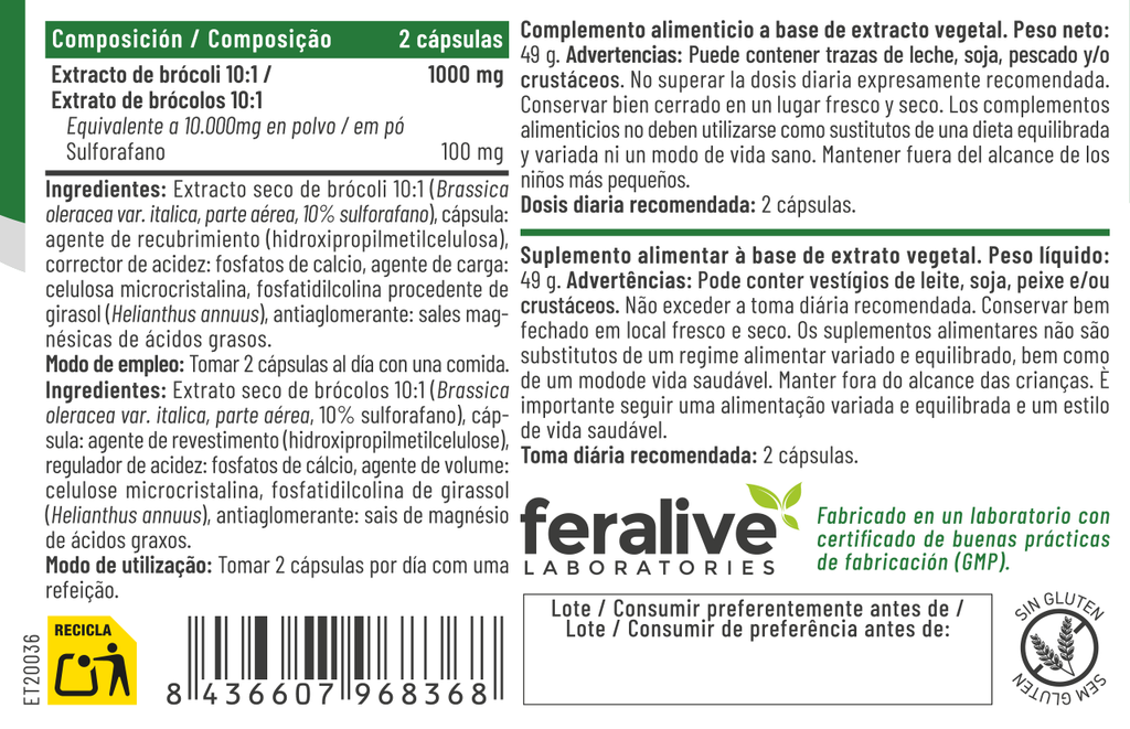 BRÓCOLI LIPOSOMADO 60CAP.- FERALIVE