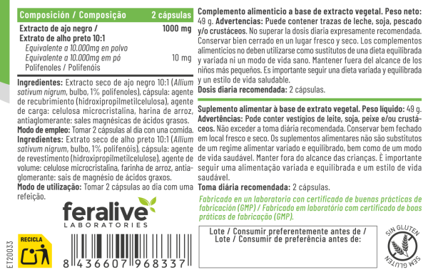 GARLIC AJO NEGRO 60CAP.- FERALIVE