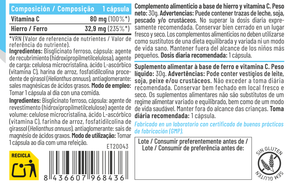HIERRO BISGLICINATO G S N ( 60COMP X 14MG).