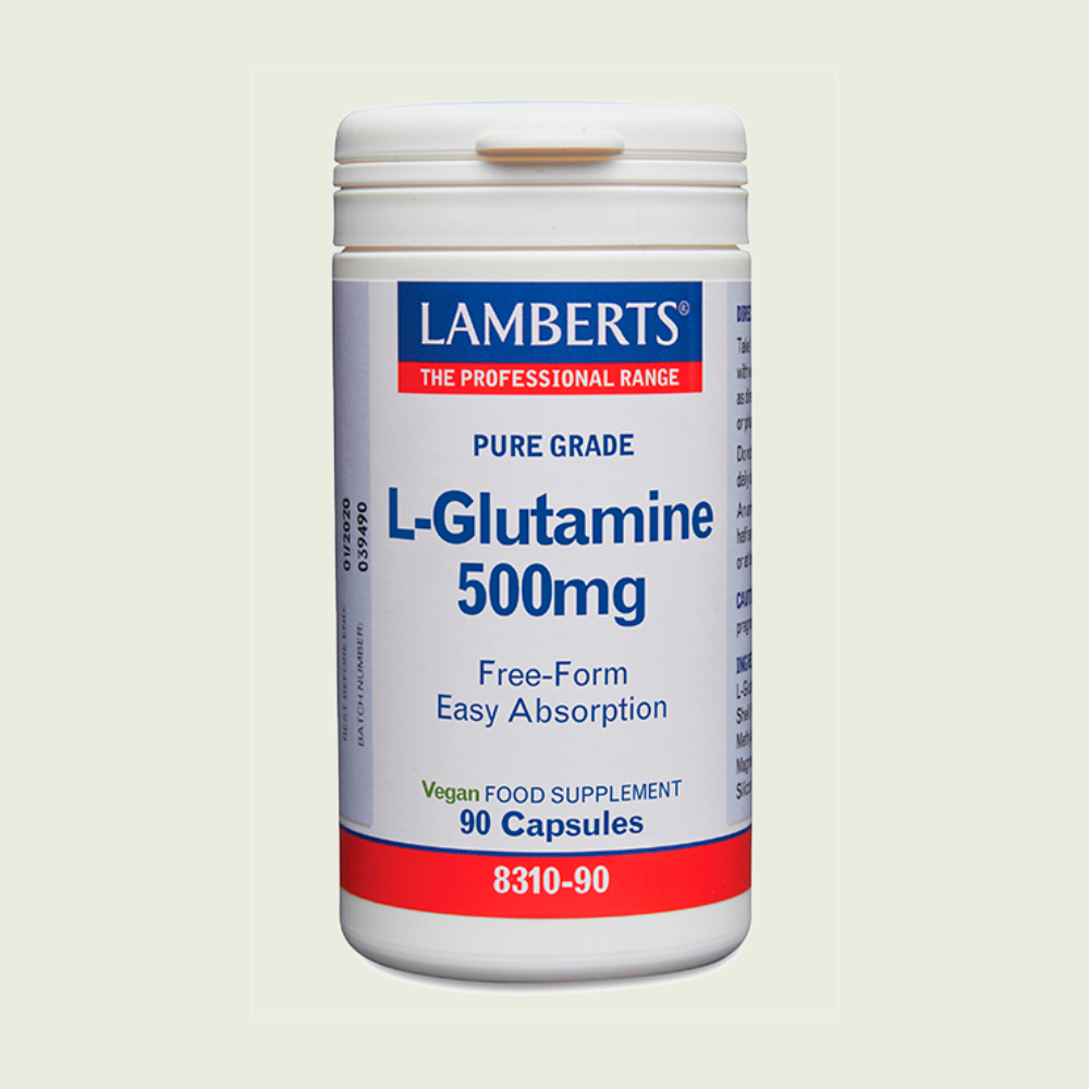 L-Glutamina 500mg. Pura. Aminoácido no esencial con 90 cápsulas