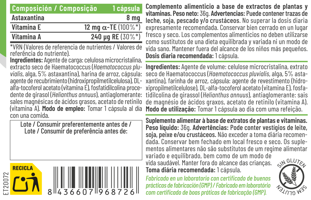 SÚPER ASTAXAN+ 8MG. 60CAP.- FERALIVE