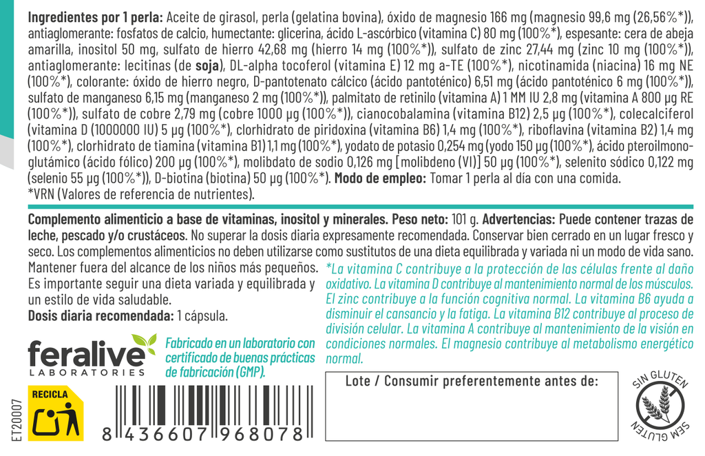 VITAMIN COMPLEX 60 PERLAS- FERALIVE