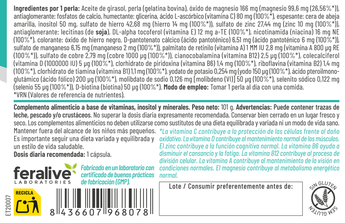VITAMIN COMPLEX 60 PERLAS- FERALIVE
