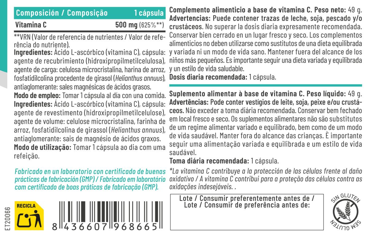 VITAMINA C LIPOSOMADA 500MG 60CAP.- FERALIVE