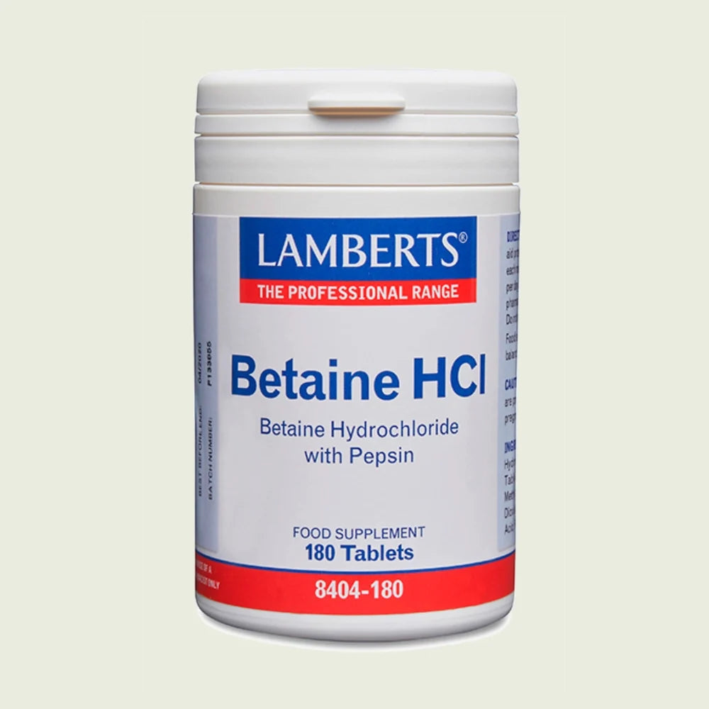 Betaína HCI 324mg y Pepsina 5mg en tabletas
