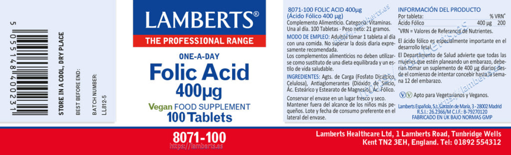 ÁCIDO FÓLICO (VIT B9) 400ug