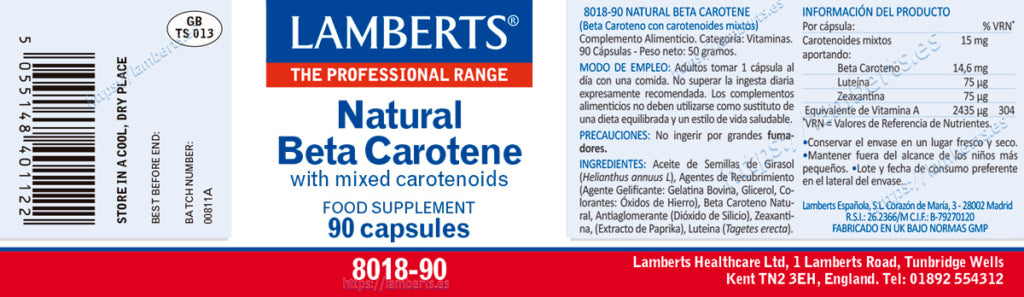 BETACAROTENO NATURAL 15MG.
