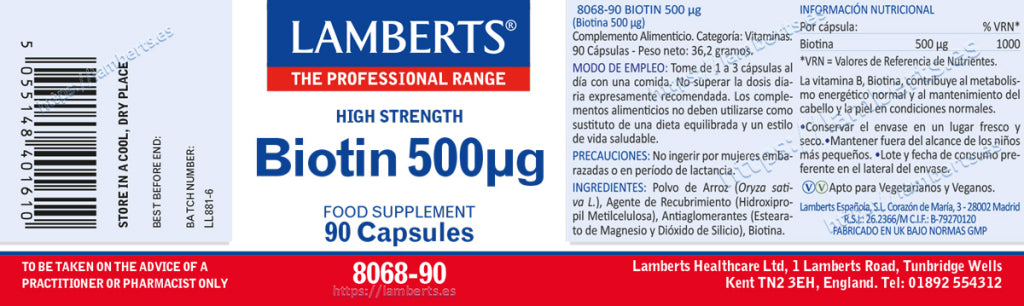 BIOTINA 500 MICROGR .