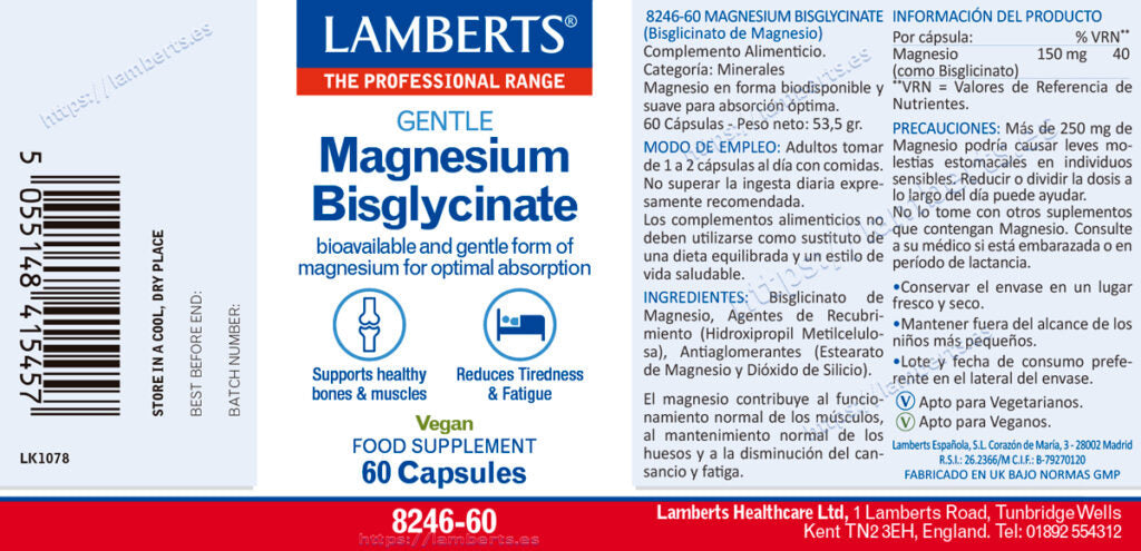 MAGNESIO BISGLICINATO 150MG LAMBERTS.