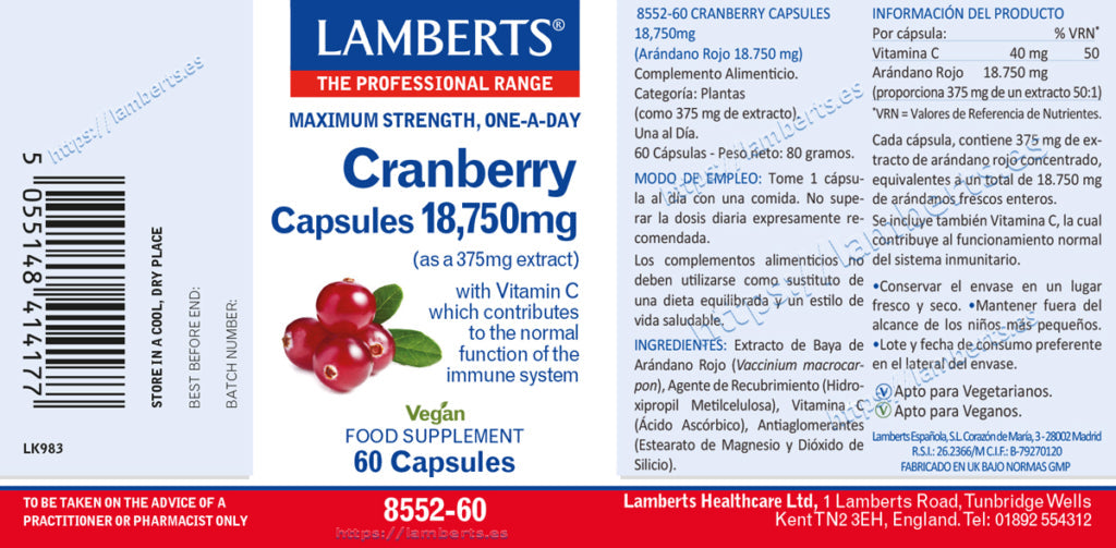 CRANBERRY , ARÁNDANO ROJO 18,750 MG