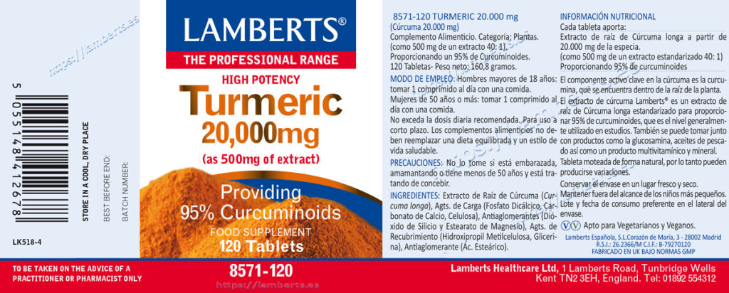 CÚRCUMA 20.000MG (TURMERIC) 120.