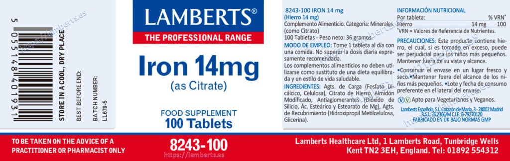 HIERRO 14 MG LAMBERTS.