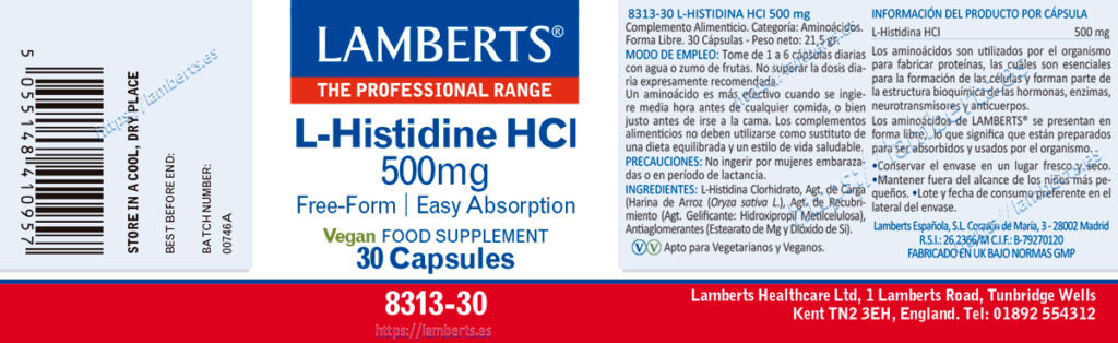 L- HISTIDINA H C I 500MG VEGANA