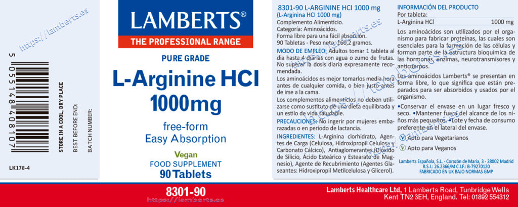 L- ARGININA 1000MG. LAMBERTS