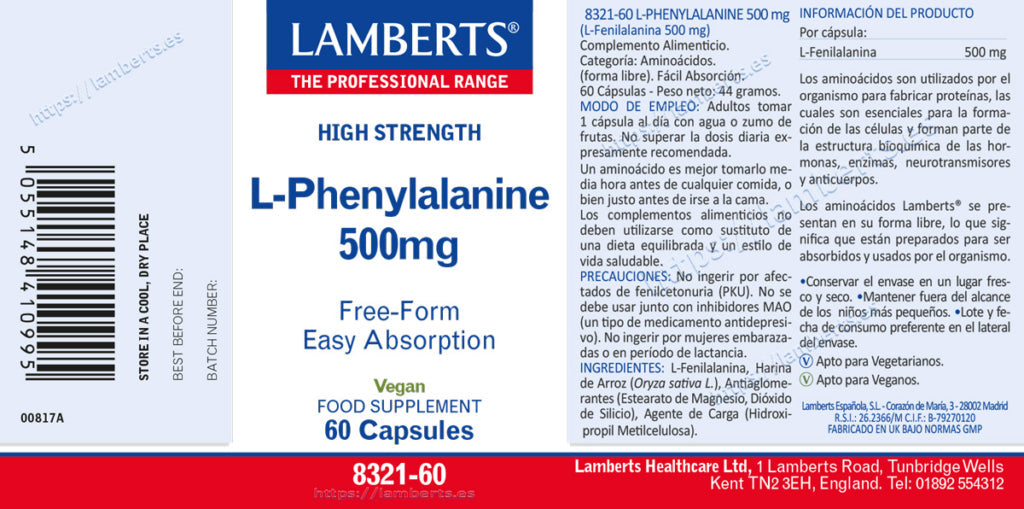 L- FENILALANINA 500MG.