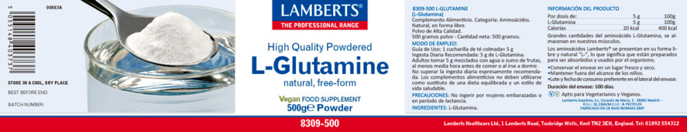 L- GLUTAMINA (POLVO) 500G LAMB
