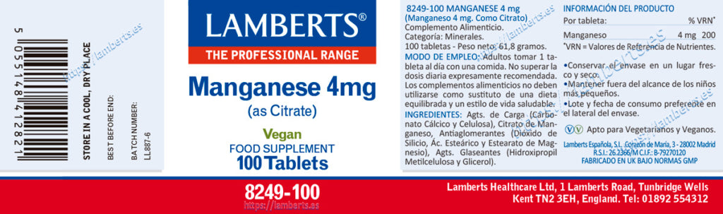 MANGANESO 4 MG LAMBERTS.