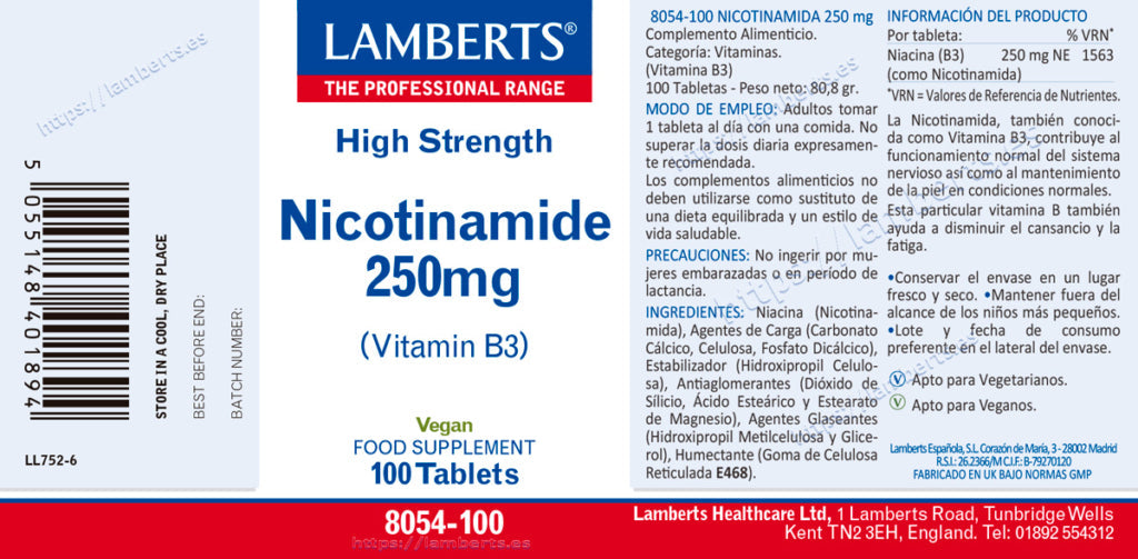 NICOTINAMIDE 250MG ( NIACINA) B3.