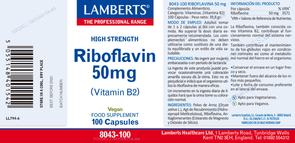 RIBOFLAVINA 50 MG (VITAM. B2).