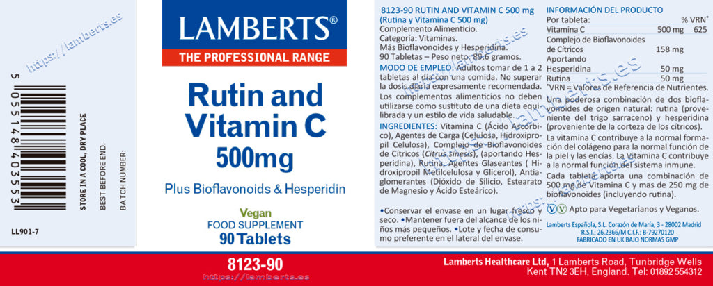RUTINA Y VIT C 500MG + BIOFLAVONOIDES.