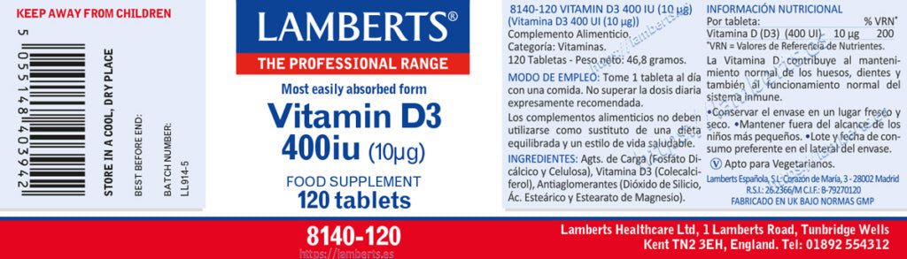 VITAM- D3 400IU (10UG) LAMBERTS.