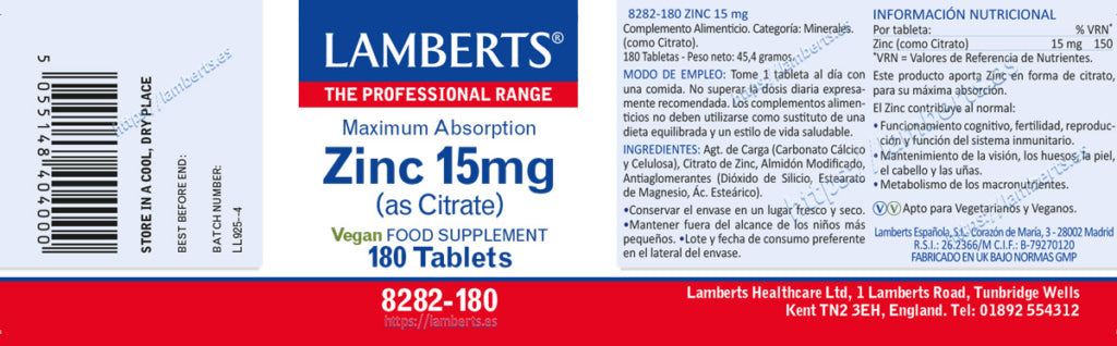 ZINC 15MG X180 TABS.