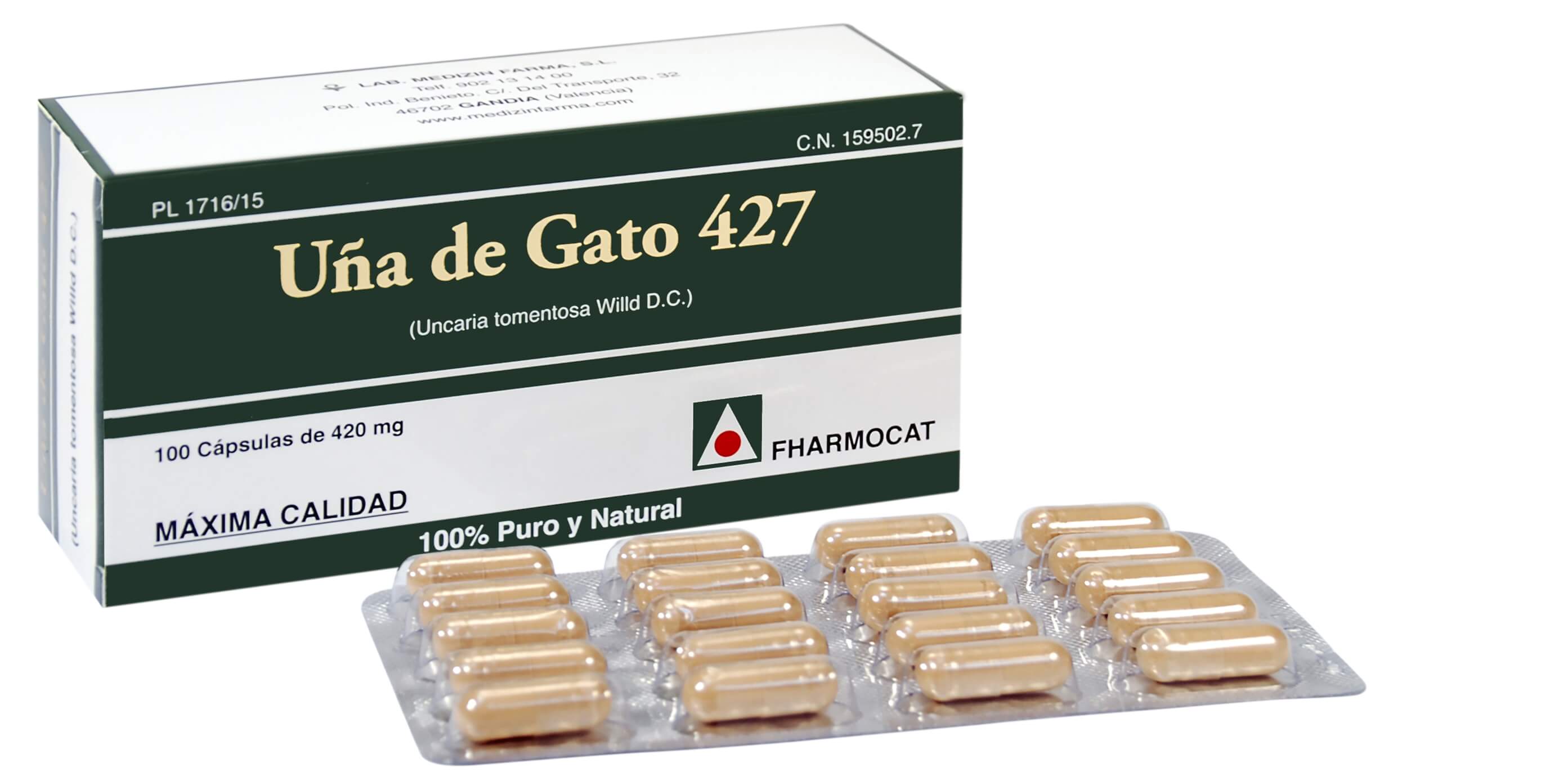 UÑA DE GATO 427 (100 CÁP X 420 MG).